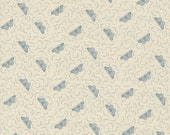 Moda Fabric - Antoinette -  by French General - Pearl background with French Blue swirls and butterflies  - 13954 12- 1/2 yard - Moda