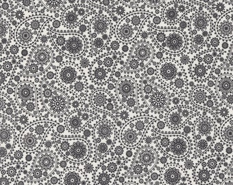 Moda Fabric - Late October by Sweetwater for Moda - 100% cotton fabric - 1/2 yard - 55590 23- off white with black paisleys - 1/2 yard