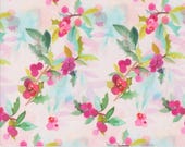 Moda Fabric - Love and Cheer by Amarilys Henderson 21834 11 - 1/2 yard  - Cotton Fabric - pink and white background with berries and leaves