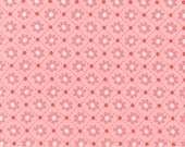 Moda Fabric - Sunday Brunch by Basic Grey - pink with flowers and dots - 1/2 yard - 30754 13 - pink with floral design -Cotton Fabric