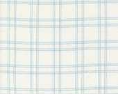 Moda Fabric - Shoreline by Camille Roskelley for Moda - 55302 11 - off-white background with light blue plaid - 100% cotton - 1/2 yard