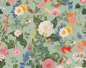 Riley Blake Fabric - Nature's Portrait - by RBD Designs - CD15670 Sage - Sage Green with large floral print - 1/2 yard - Riley Blake Fabric
