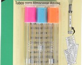 Dritz Needle Storage Tubes - plastic - 3 ct - holds up to 2 1/4" long sewing needles - Labels included for different types of needles