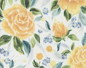 Moda Fabric - Sunshine and Blue Skies 39832 11 - Create Joy Project by Laura Muir - 1/2 yard -white with large yellow roses - cotton fabric