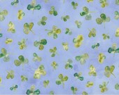 Moda Fabric - Sweet Cecily -  by Janet Clare - 1/2 yard - 24643 14 - light blue with green clovers - cotton fabric by Moda