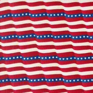 Moda Fabric - Red White and Bloom by Deb Strain - 1/2 yard - 56112 13  Off white with red and blue stripes and white stars - Cotton Fabric