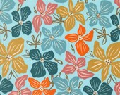 Moda Fabric - Things Above - Fancy That Design House by Stephanie Silwinski - aqua with floral print  - 45610 24 - 1/2 yard
