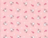 Moda Fabric - A Very Sweet Christmas -  by Bunny Hill Designs for Moda - pink with penguins  and candy canes - 3062 16 - 1/2 yard