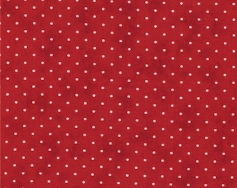 Moda Fabric - Essential Dots - Country Red color - 1/2 yard  - 8654 - 101 Country Red with cream dots - Cotton Fabric