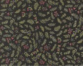 Moda Fabric - Emmitt and Ivy by Sweetwater for Moda - cotton fabric - 1/2 yard - 55695 17 - black with green and ivory foliage, red berries