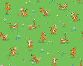 Riley Blake Fabric - 100 Aker Woods by Jill Howarth - C15173 green - 1/2 yard - 44" wide - green with bouncing tiggers - Pooh Bear