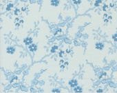 Moda Fabric - Sally's Stitches - by Betsy Chutchian - 1/2 yard - 31710 13 - light blue with darker blue flowers - cotton fabric - 44" wide