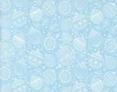 Moda Fabric - Emmitt and Ivy by Sweetwater for Moda - cotton - 1/2 yard - 55694 36 - Light blue with off white Christmas ornaments -lt. blue