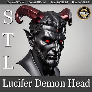Lucifer Demon Head STL File – 3D Printable Gothic Devil Bust for Dark Home Decor