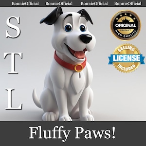 Patas Peludas: Modelo 3D de un adorable cachorro de dibujos animados, archivo STL imprimible, adorable figura de cachorro para niños y amantes de los perros.