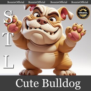 Schattige bulldog STL – 3D-afdrukbaar cartoon bulldog beeldje voor bureaudecoratie, cadeau of collectie – sculptuur mollige en loyale hond