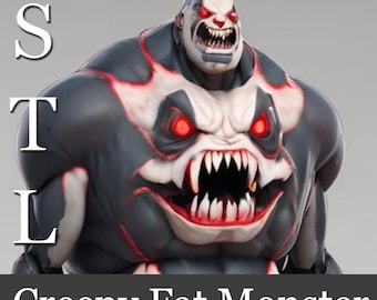 Creepy Fat Monster 3D STL: Dark Horror Figurine (Digital Download)