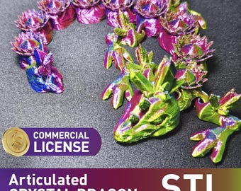 Crystal Flower Dragon STL | Articulated Fantasy Dragon 3D Model