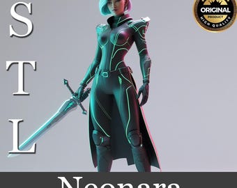 Cyberpunk Girl STL File: Neonara 3D Print Model (Digital Download)