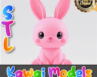 Kawaii konijntje – schattig afdrukbaar 3D konijnfiguur STL | Chibi-konijndecoratie | Kawaii Animal SBL