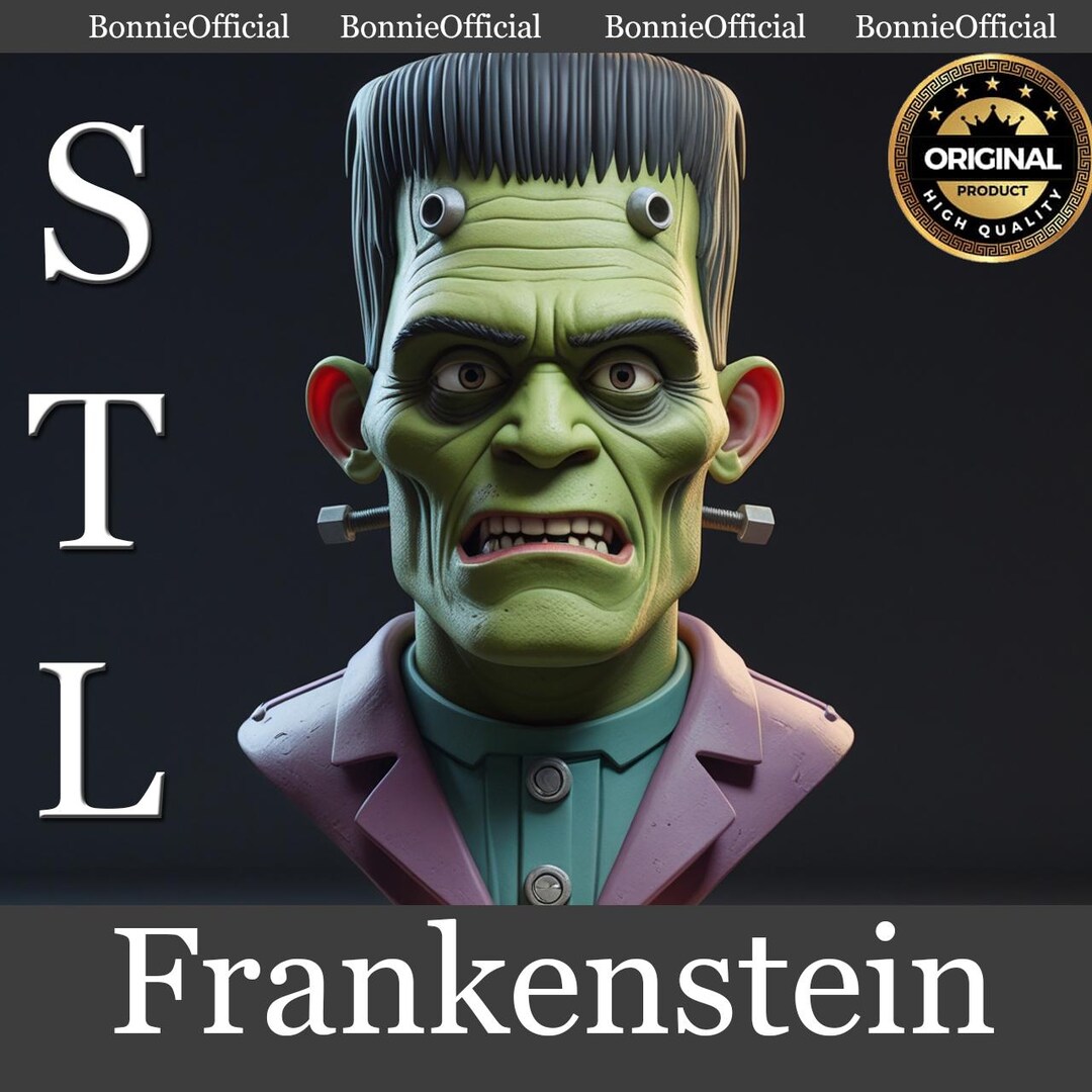Frankenstein STL File – Stylized 3D Cartoon Bust for 3D Printing ...
