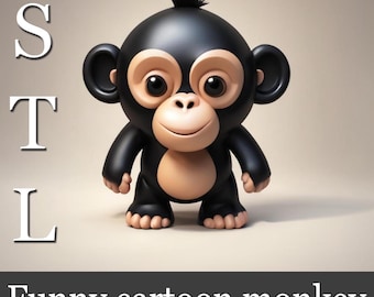 Funny Cartoon Monkey STL Figure: 3D Printable Model (Digital Download)