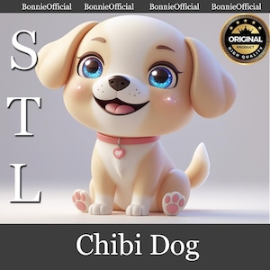 Perro Chibi STL: adorable modelo 3D de cachorro de dibujos animados para imprimir. Adorable decoración de escritorio y regalo para amantes de los perros.