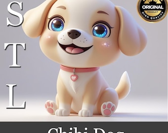 Archivo STL de perro chibi: modelo 3D de cachorro de dibujos animados (descarga digital)