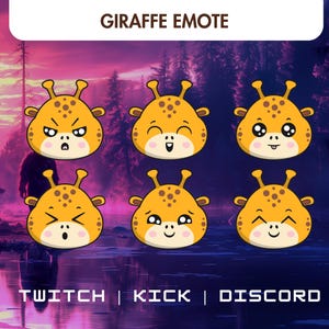 6 Cute Giraffe Emotes Bundle Pack - For Twitch, Youtube, Discord | Featuring Animal Characters | Static Emotes | Streamer Emotes.
