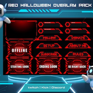 Twitch Overlay Paket | Rotes Halloween Stream Overlay Pack | Digitaler Stream Paket | Twitch Panels | Youtube-Overlay.
