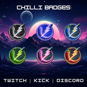 6 badge Twitch Chilli Sub / badge Twitch Sub/Bit / badge Kawaii carini / badge Sub / badge Twitch carini / facili da caricare.