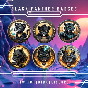 Panther-Themed Badges For Twitch | Sub And Bit Badges | Animal-Inspired Sub Badges | Stream, Discord, And Kick Badges.