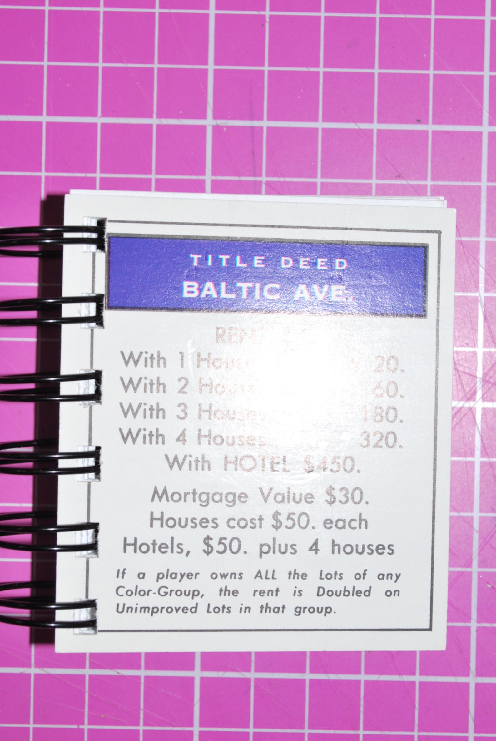 Baltic Ave Monopoly Notebook Etsy