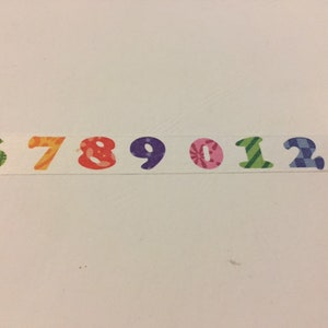 Colorful numbers planner washi tape sample 18”