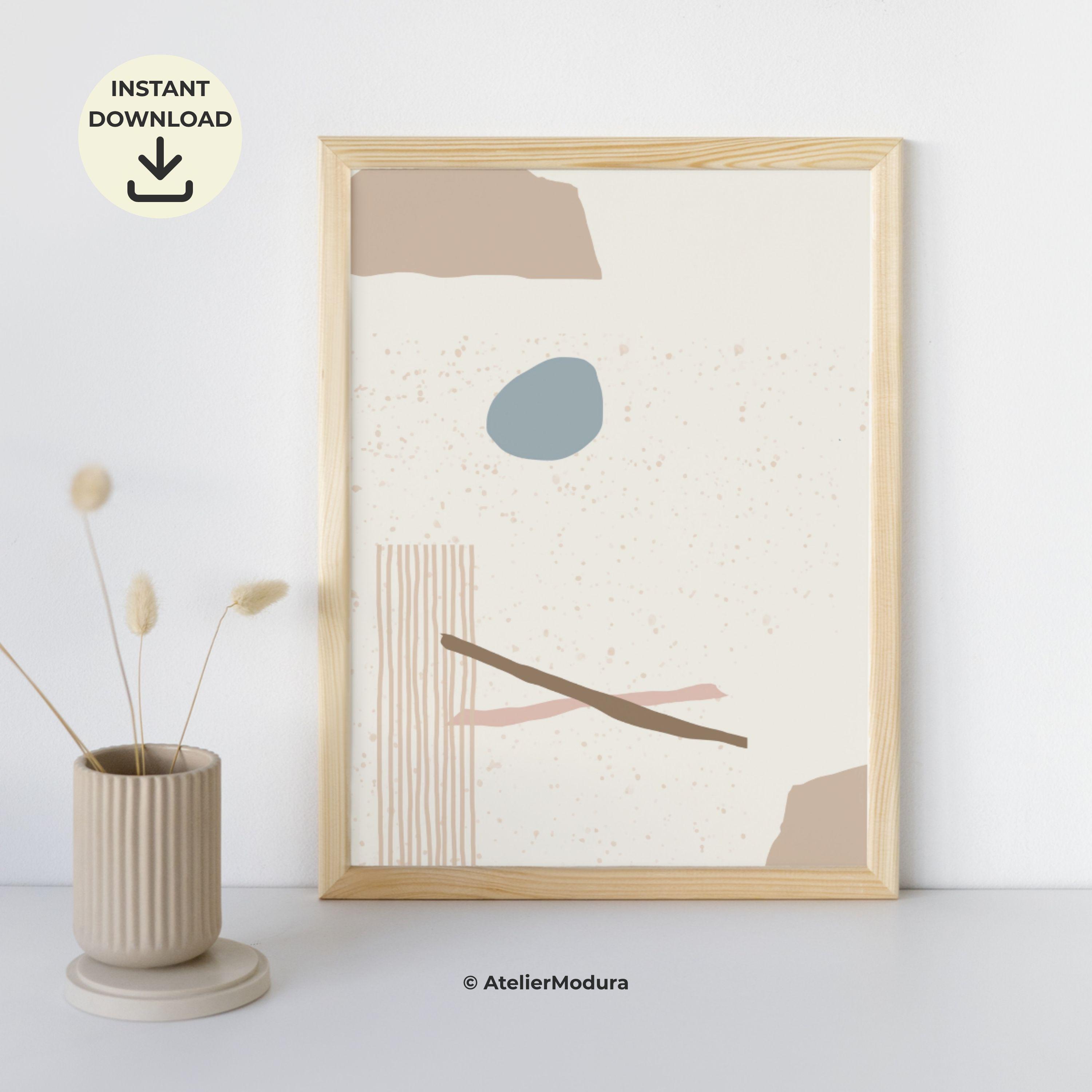 Arte abstracto neutro para pared / Lámina minimalista beige / Póster geométrico bohemio / Descarga digital / Sin artículo físico
