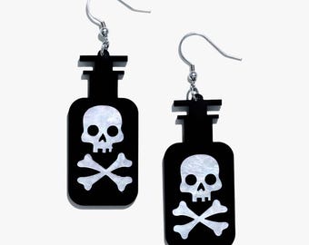 Halloween Poison Statement earrings/Ear Clip，Ear Hook，Handmade Fun Acrylic Earring，Daily wear，Gifts for Mom，Gifts for Her，Gift，Surprise Gift