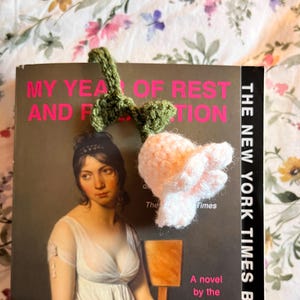 Lily of the Valley Bookmark - handmade crochet book accessory - pink flower charm -