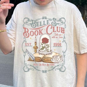 Retro Belle&#39;s Book Club Comfort Colors Shirt, Disney Belle Princess Tee, Geschichte so alt wie die Schöne und das Biest, Disney Princess Shirt