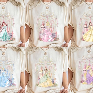 Vintage Disney Princess Characters Shirts, Coquette Bows All Princesses Shirt, Disney Girl Trip Shirt, Princess Birthday Shirt, Disney Shirt