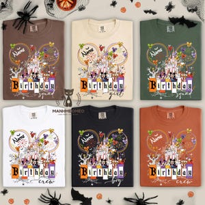 Camisetas de festa de aniversário de Halloween da Disney, camisetas personalizadas de aniversário de Halloween, camisetas de aniversário de Halloween do Mickey e seus amigos, camisetas de festa de aniversário