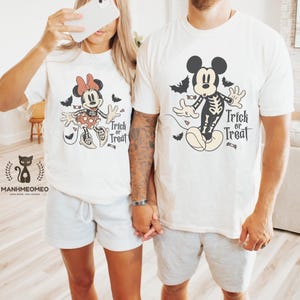 Vintage Mickey Minnie Halloween Shirt, Trick or Treat Comfort Color Shirt, Disney Halloween Family Shirts, Halloween Couple TShirt, WDW Tee