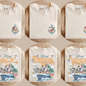 Camiseta personalizada con nombre de Disney Cruise, camiseta familiar a juego de dos caras de Disney Cruise, camiseta de vacaciones Disney 2025, Disney Wish Magic Dream