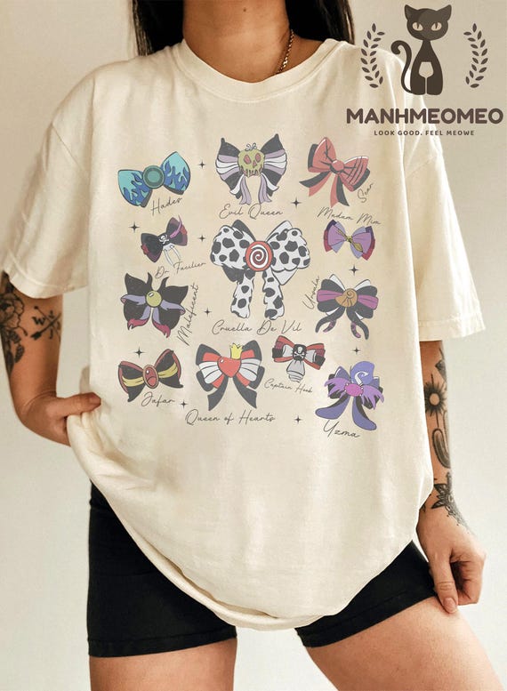 Disney Villains Bow Shirt, Halloween Villain Tee, Evil Queen Maleficent Ursula T-Shirt, Spooky Season Shirt, Halloween Women Tee, WDW Shirt