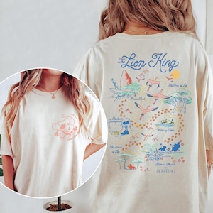 Chemise Disney Le Roi Lion Hakuna Matata couleurs confort recto-verso, chemise mode safari Simba Timon Pumbaa Animal Kingdom, t-shirt famille safari Disney