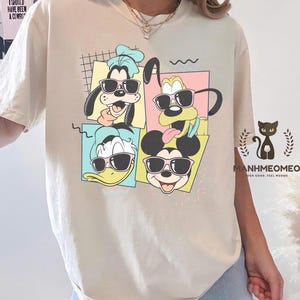 Retro Disney-figuren comfortabel kleurenshirt, vintage Mickey Mouse-T-shirt, Disney-shirt familievakantie, Disney-reisshirt, Disneyworld-shirts