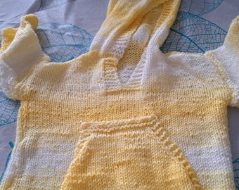 Hand Knit Baby Hoodie ready to wear, gender neutral