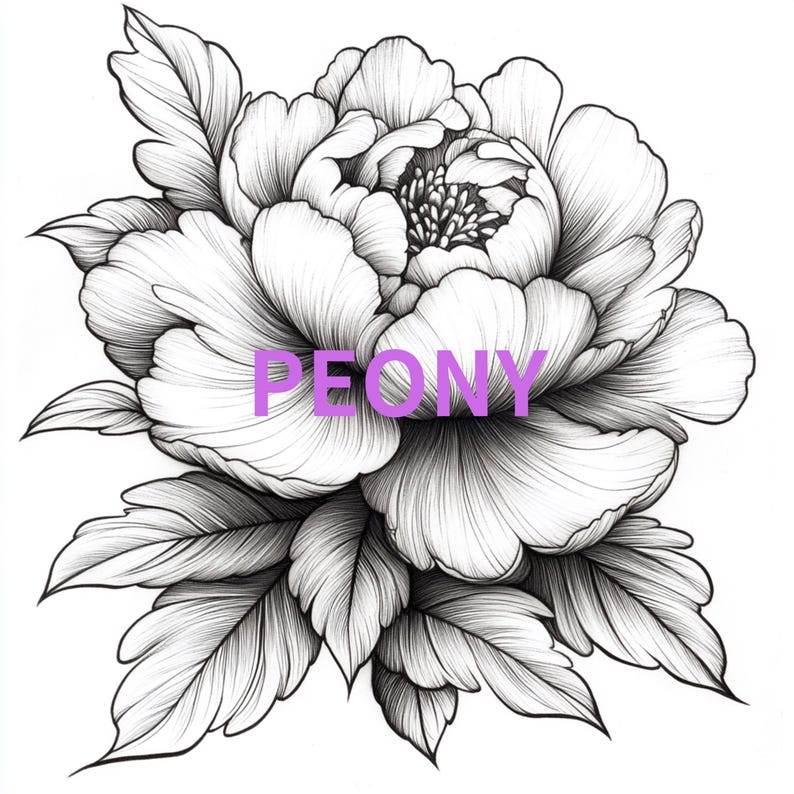 5 PEONY TATTOO PATTERNS - Etsy