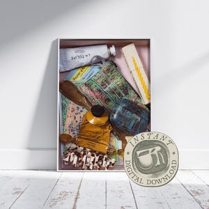 Ästhetische Eitelkeit Flatlay Art Print, gemütlicher Lebensstil Stillleben Poster, französisch inspirierte Wohnkultur, digitaler Download Fotografie