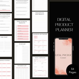 Digital Product Planner Template Editable Canva Template for Digital ...