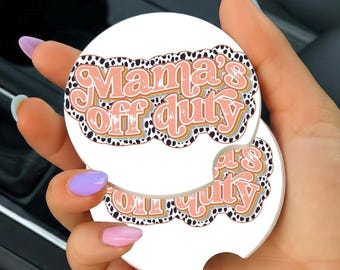 Mamas off Duty Car Coasters, Sublimation car coasters, pack of 2, car accessories